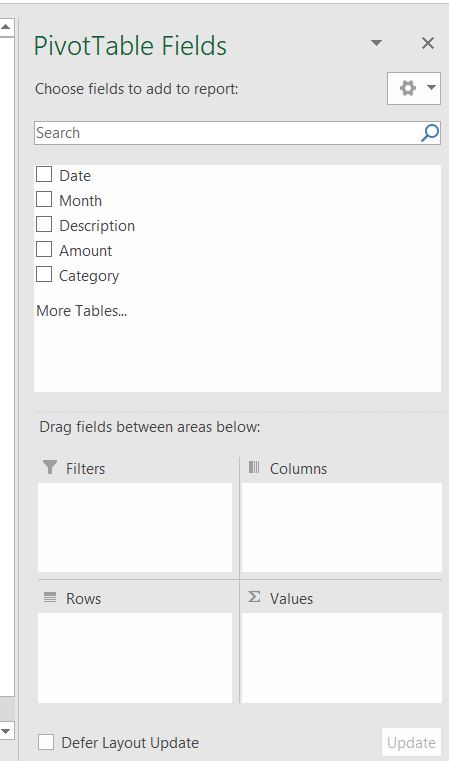 Pivot Table Fields