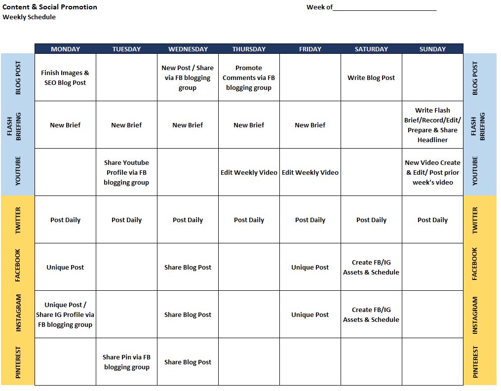 Easy Weekly Content Schedule for Max Promotion BEYOND PENNIES